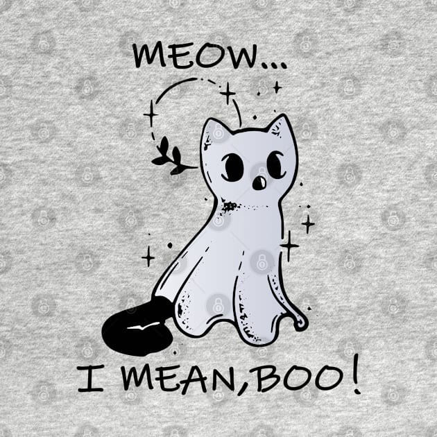 meow i mean boo kawaii cat ghost by lazykitty